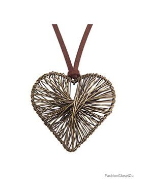 Long Boho Leather Pendant Necklace with Adjustable Cord